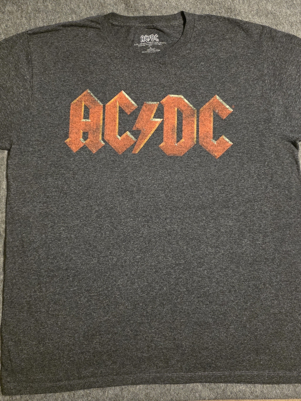 AC/DC Adult Graphic Tee - Charcoal with Red Logo